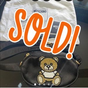 Moschino black embellished bear satin belt bag *used once*